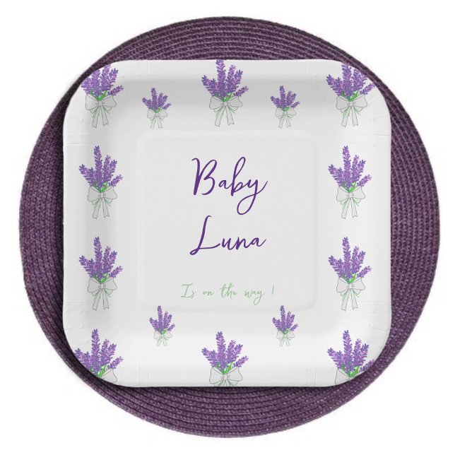 Lavender Purple Baby Shower Paper Plate (Creator Uploaded)