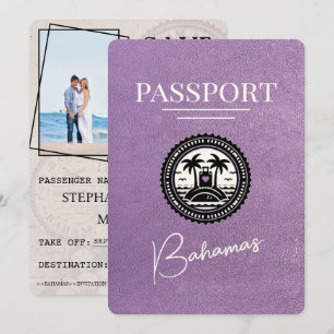 Lavender Purple Bahamas Passport Save The Date