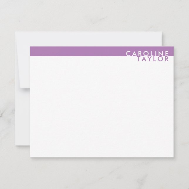 Lavender Purple Band Minimalist Stationery Card (Front)