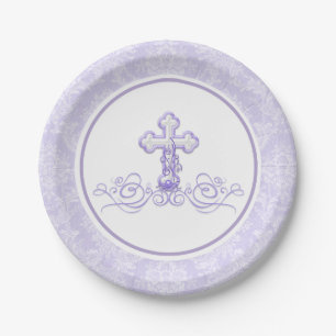 Lavender Purple Baptism Paper Plates