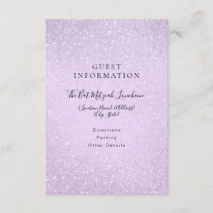 Lavender Purple Bat Mitzvah Guest Information  Enclosure Card
