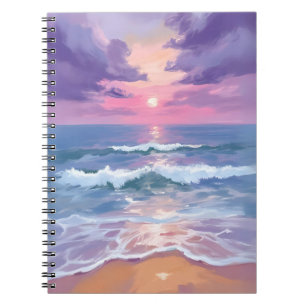 Lavender Purple Beach Sunset Watercolor Notebook