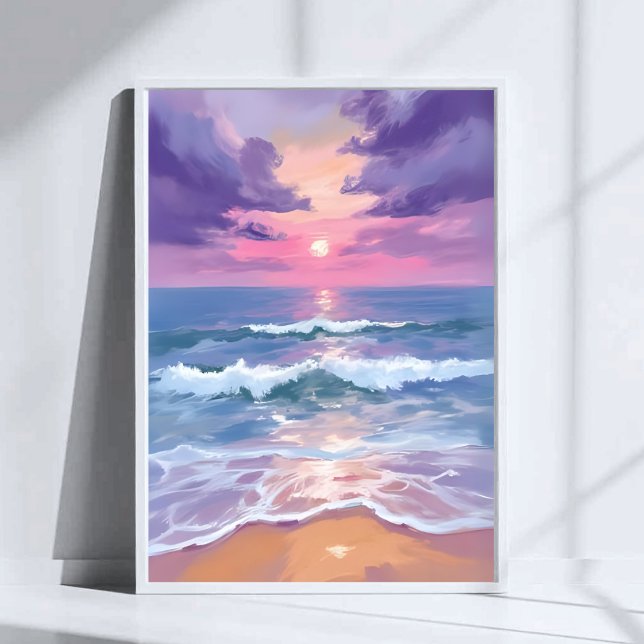 Lavender Purple Beach Sunset Watercolor Poster (Creator Uploaded)
