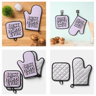 Lavender Purple Best Mum Ever  Oven Mitt & Pot Holder Set