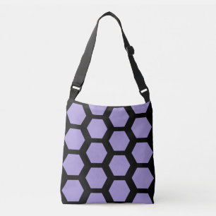 Lavender purple black honeycomb hexagon geometric crossbody bag