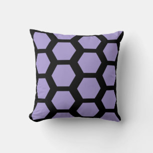 Lavender purple black honeycomb hexagon geometric cushion