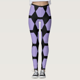Lavender purple black honeycomb hexagon geometric  leggings
