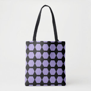 Lavender purple black honeycomb hexagon geometric  tote bag