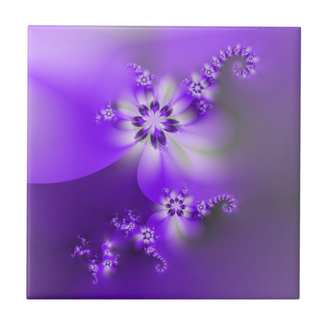 Lavender Purple Blue Violet Orchid Flowers Tile (Front)