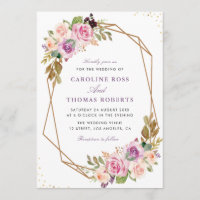 lavender purple & blush floral geometric wedding