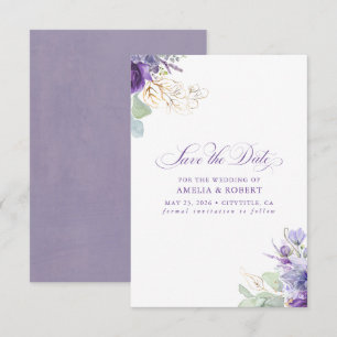 Lavender Purple Botanical Elegant Save the Date
