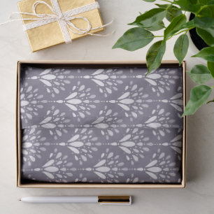 Lavender Purple Botanical Folk Floral Art Tissue Paper