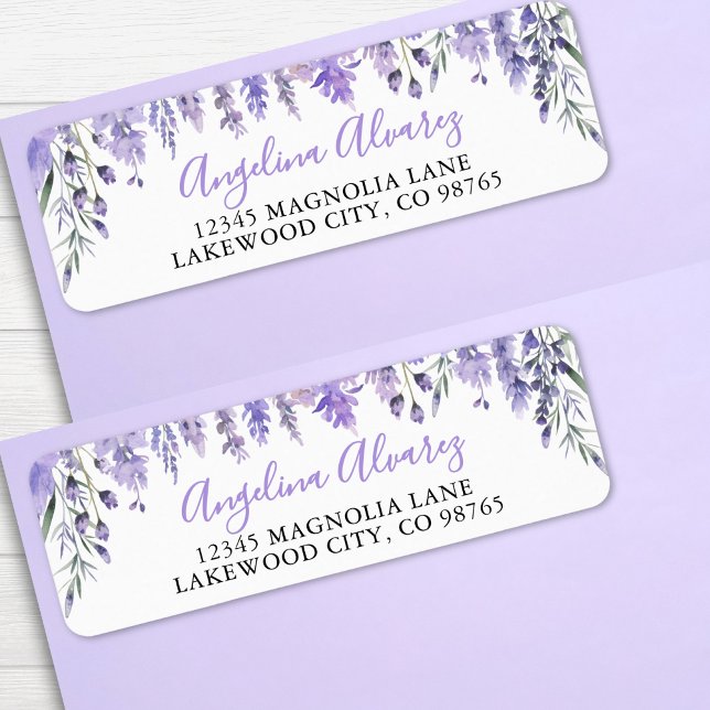 Lavender Purple Bridal Shower Return Address (Lavender Purple Bridal Shower label )