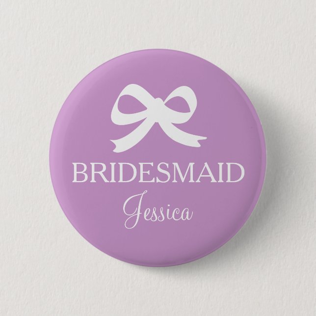 Lavender purple bridemaid button for wedding party (Front)