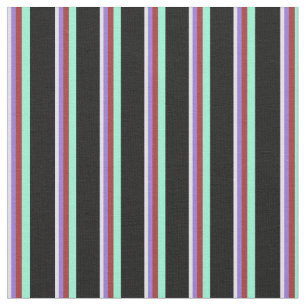 Lavender, Purple, Brown, Aquamarine & Black Lines Fabric