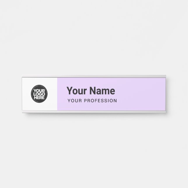 Lavender Purple Business Logo Name Profession Door Sign (Front)