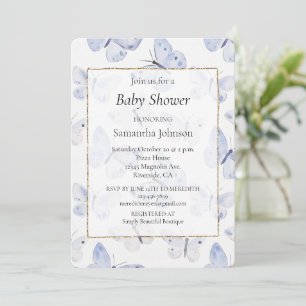Lavender Purple Butterflies Baby Shower Invitation