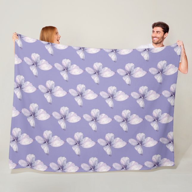 Lavender Purple Butterflies Fleece Blanket (In Situ)