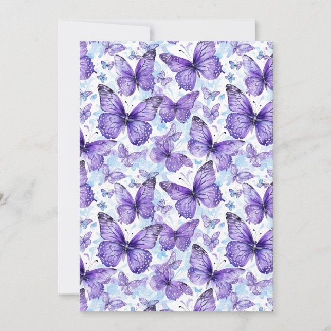 Lavender Purple Butterfly Pattern Thank You Card (Front)