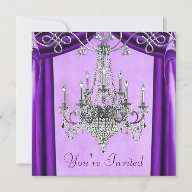 Lavender Purple Chandelier Party Invitations (Front)