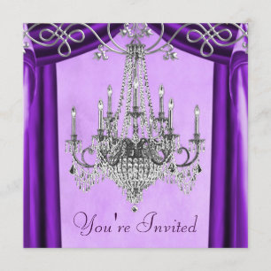 Lavender Purple Chandelier Party Invitations