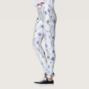 Lavender Purple Chic Flowers Leggings