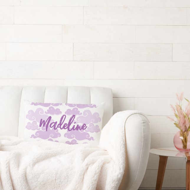 Lavender Purple Chinoiserie Cloud Name Lumbar Cushion (Couch)