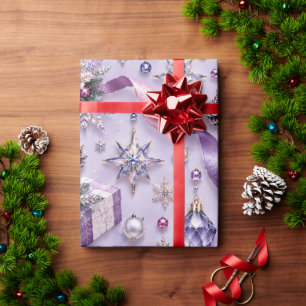 Lavender Purple Christmas Gift Ribbons Wrapping Paper