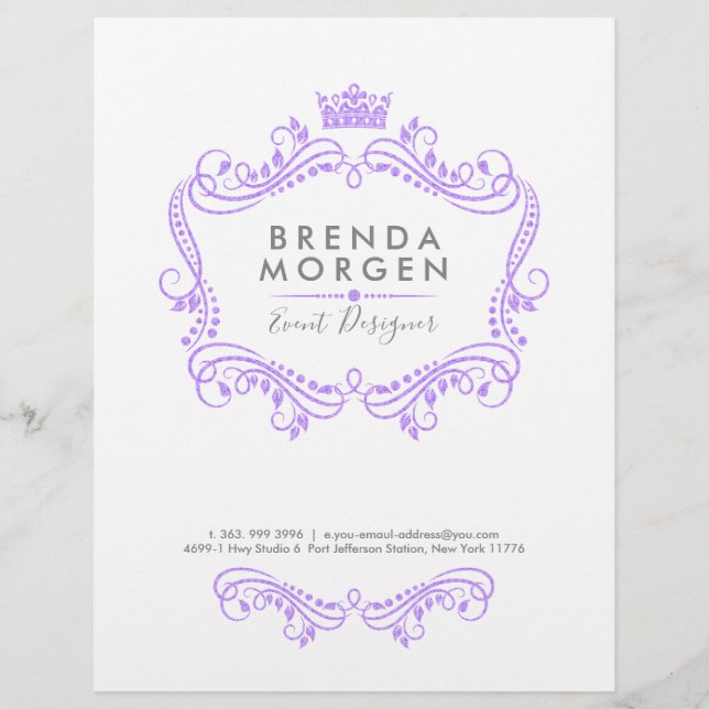 Lavender Purple Crown Frame Services Price List Flyer (Back)