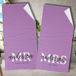 Lavender Purple Custom Name Newlywed Groom Gift Bath Towel<br><div class="desc">This customisable bath towel is designed to commemorate the joyous journey of newlyweds. Featuring a serene lavender purple backdrop, our design showcases the timeless allure of 'MR' in bold white block letters, with your cherished last name elegantly scripted above. Adding a personal touch, the phrase 'married since 20XX' graces the...</div>