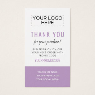 Lavender Purple Custom Promo Code Discount Card
