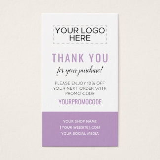 Lavender Purple Custom Promo Code Discount Card