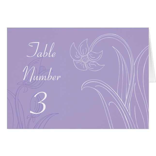 Lavender Purple Custom Wedding Table Number Cards (Front Horizontal)