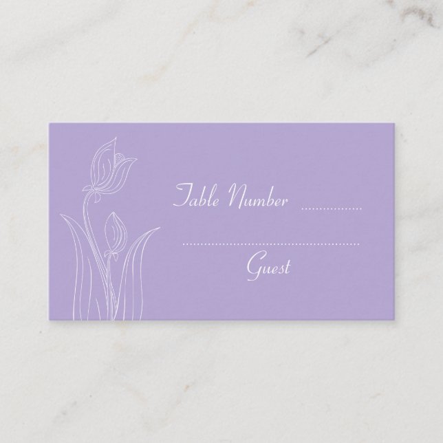 Lavender Purple Custom Wedding Table Place Cards (Front)