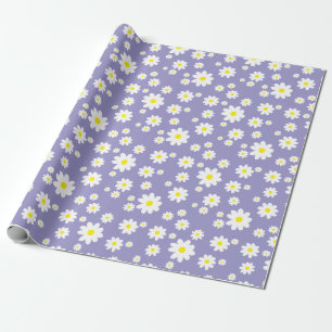 Lavender Purple Daisy Pattern Wrapping Paper