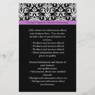 Lavender Purple Damask Black/White Flyer