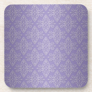 Lavender Purple Damask Pattern Coaster