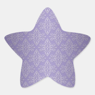 Lavender Purple Damask Pattern Star Sticker