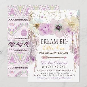 Lavender & Purple Dream Catcher Boho Birthday Invitation