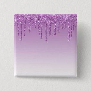 Lavender Purple Dripping Glitter 15 Cm Square Badge