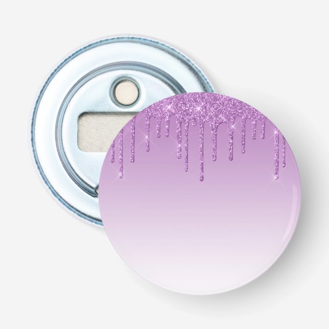 Lavender Purple Dripping Glitter Bottle Opener (Front)