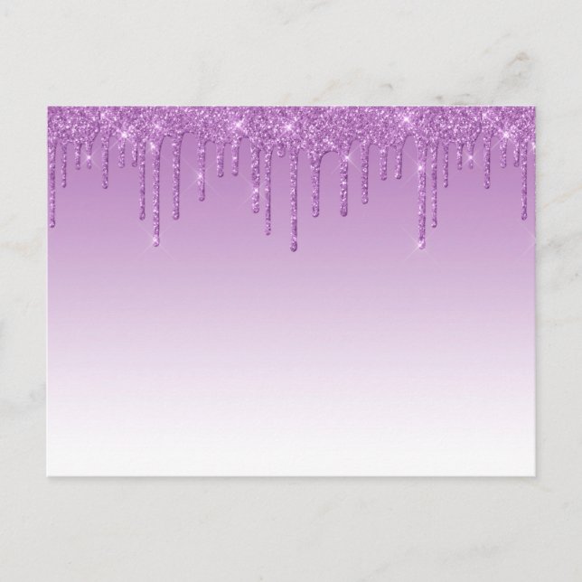 Lavender Purple Dripping Glitter Postcard (Front)