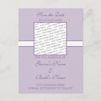Lavender Purple Eggshell Save the Date Postcard