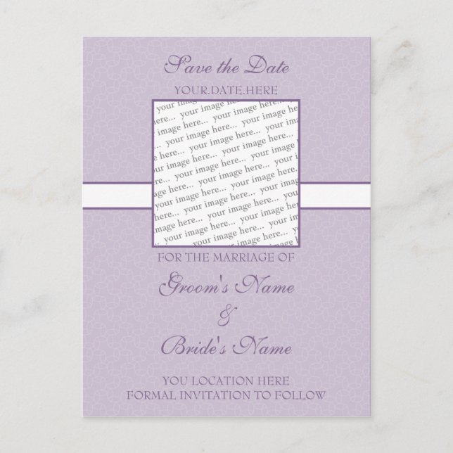 Lavender Purple Eggshell Save the Date Postcard (Front)