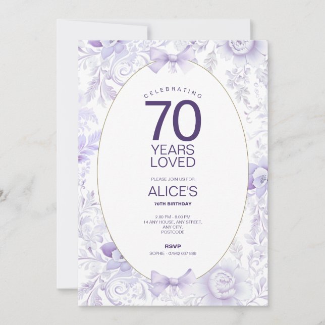 Lavender & Purple Elegant Floral Invitation (Front)