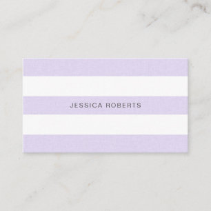 Lavender Purple Faux Linen Stripes Pattern Modern Business Card