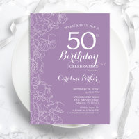 Lavender Purple Floral 50th Birthday Party