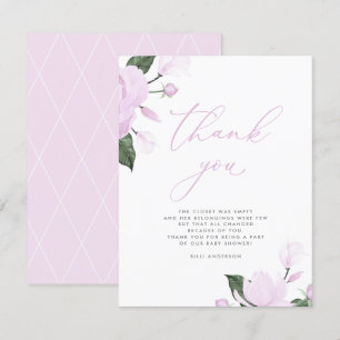 Lavender Purple Floral Baby Shower Thank You Card