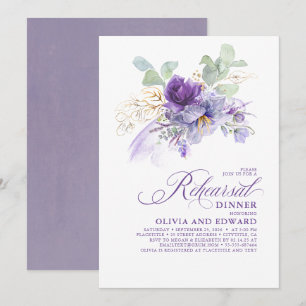 Lavender Purple Floral Botanical Rehearsal Dinner Invitation