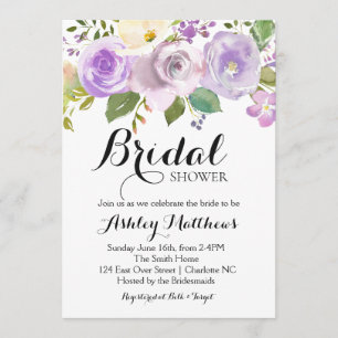Lavender Purple Floral Bridal Shower Invitation